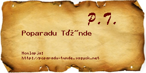 Poparadu Tünde névjegykártya